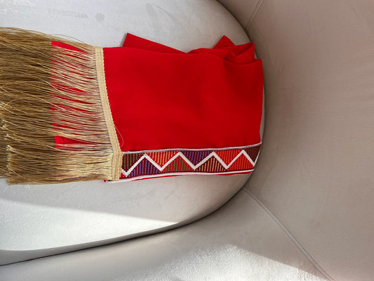 Red Tatreez Khirka Shal Mandil