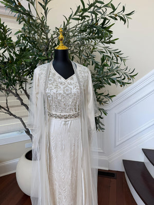 White Beaded Elegance Kuftan