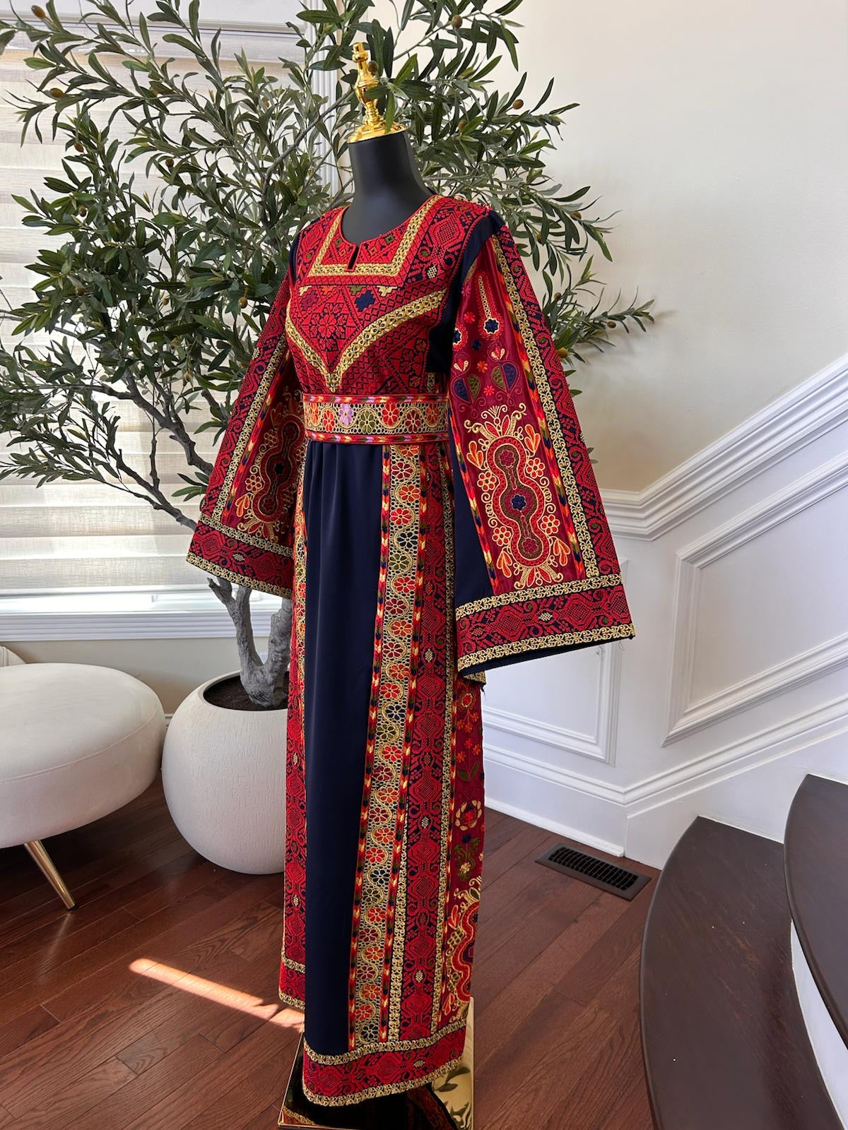Navy Blue Elegance Tatreez Thobe