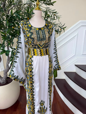 White Embroidery Beaded Thobe