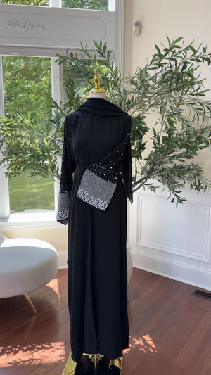 Black Beaded Charm Abaya