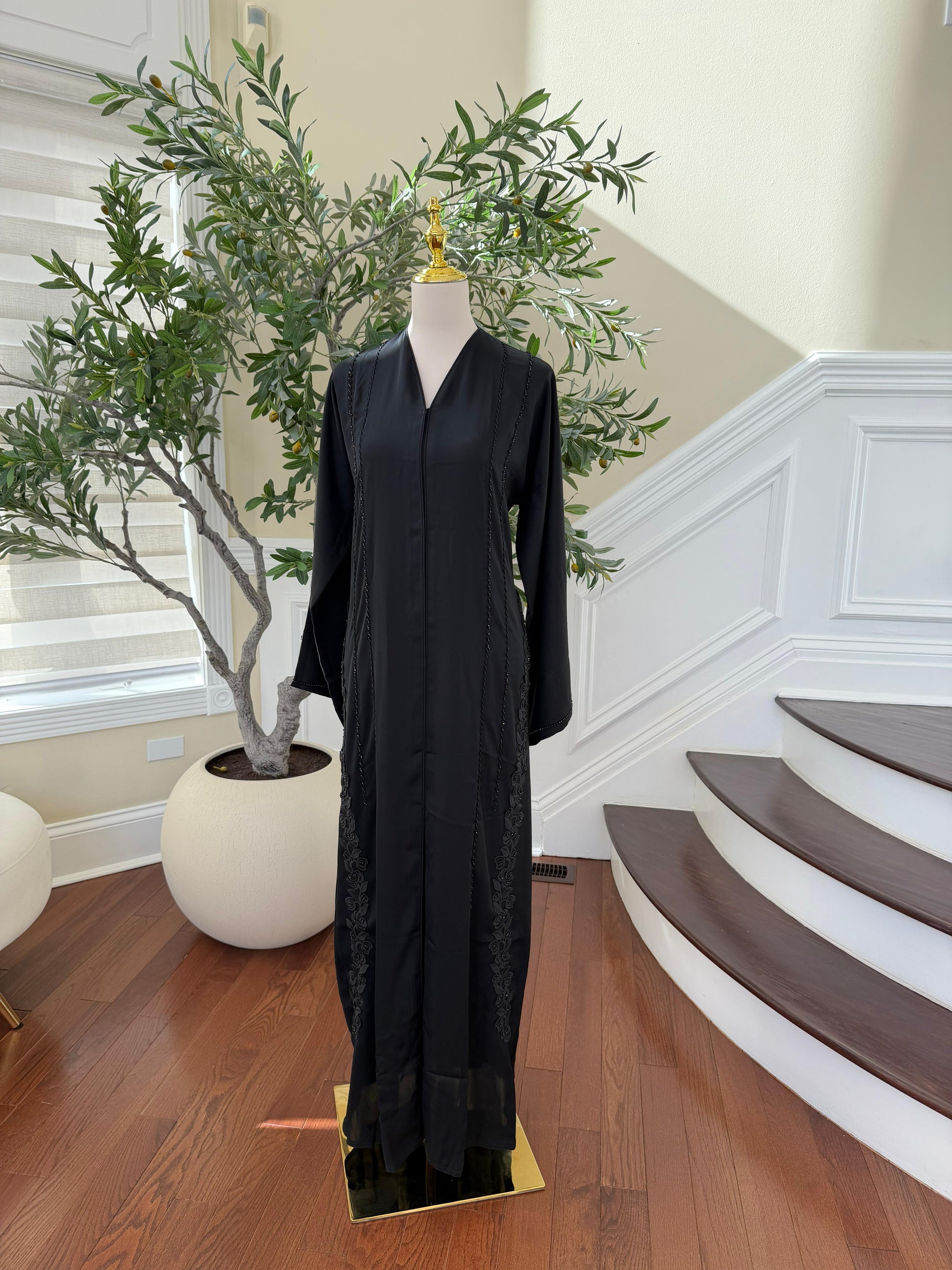 Serene Blossom Black Abaya
