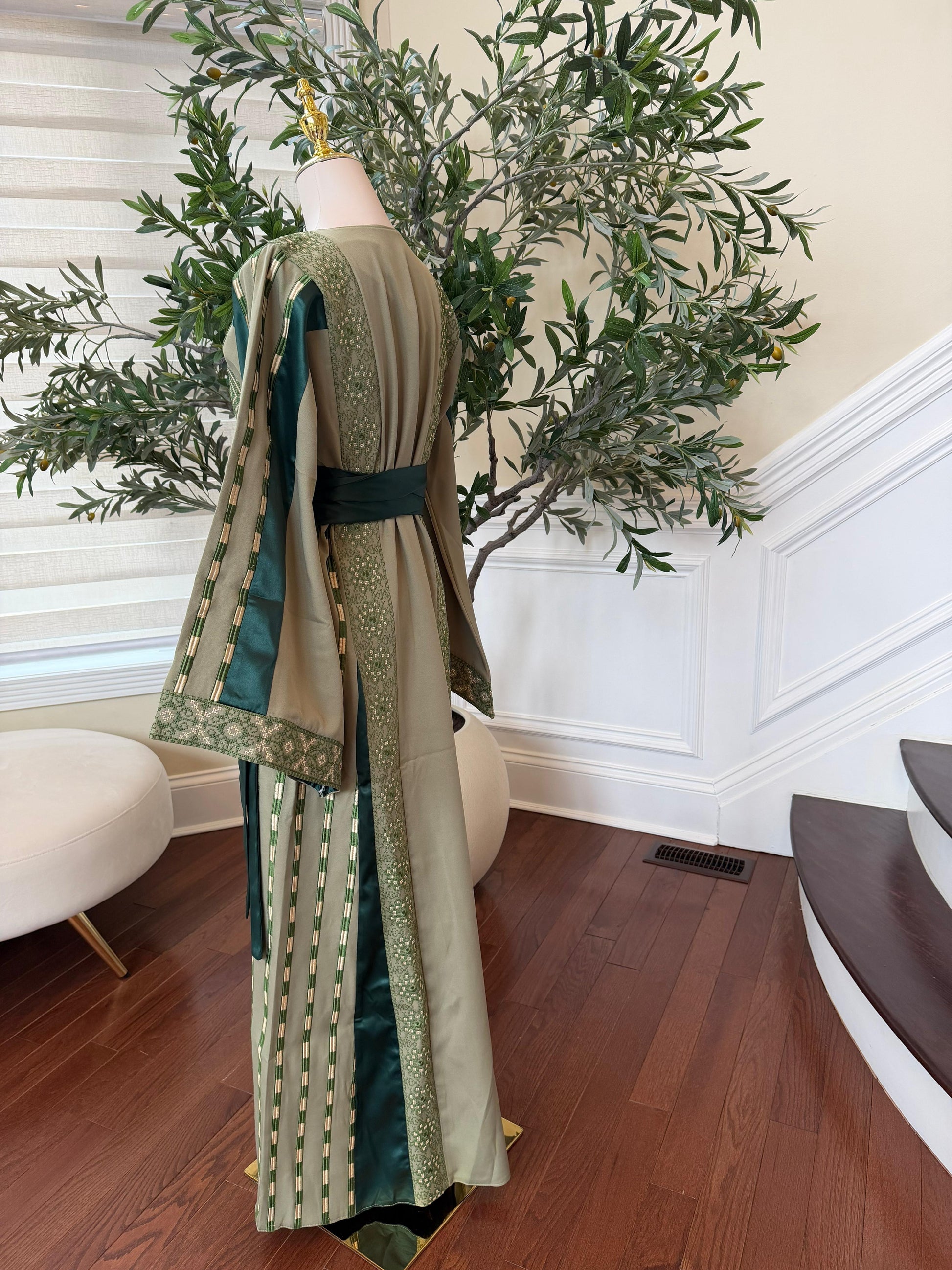 Olive Heritage Embroidery Tatreez Thobe