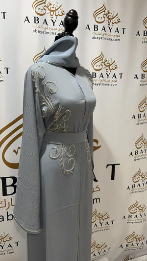 Skyline Shimmer Baby Blue & Silver Abaya