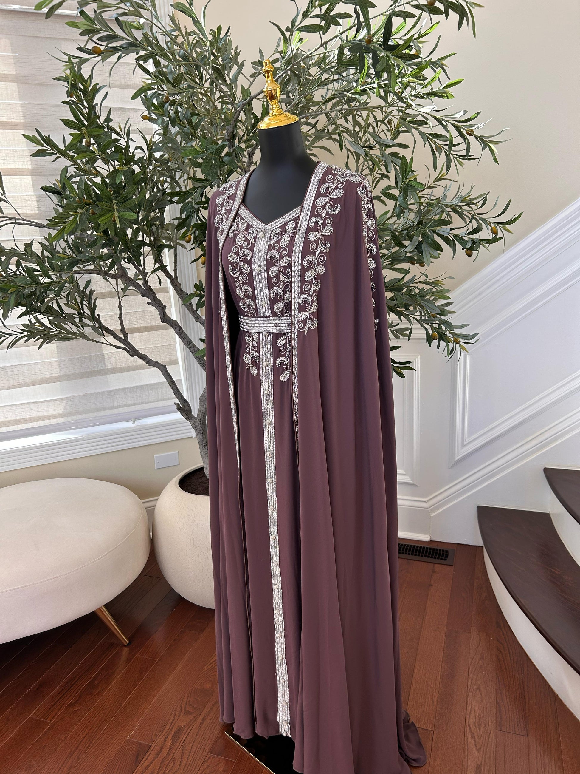 Purple Beaded Stone Kuftan