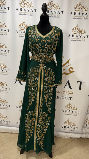 Elegant Green with Gold/ Silver Kuftan #9199092