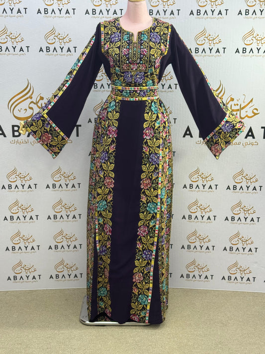 Black Floral Embroidery Essence Thobe