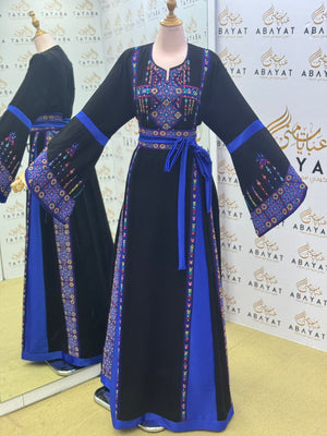 Black Embroidery Embellished Tatreez Thobe