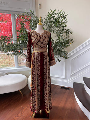 Golden Red Beaded Stone Thobe