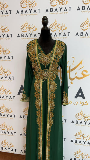 A Luxury Green And Gold Kuftan #8097717