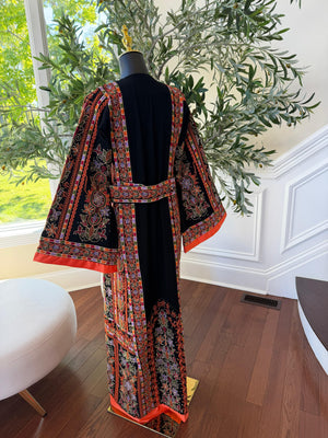 Black Embroidery Tatreez Orange Thobe