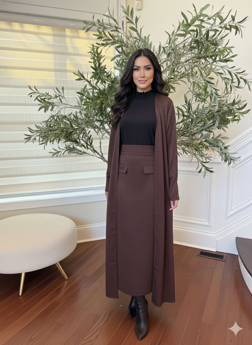 Modest Fashion Skirt & Cardigan Set