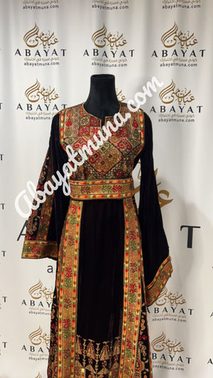 Gorgeous Embroidery Velvet Brown Thobe #9198532