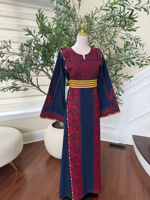 Navy Blue Embroidery Tatreez Thobe