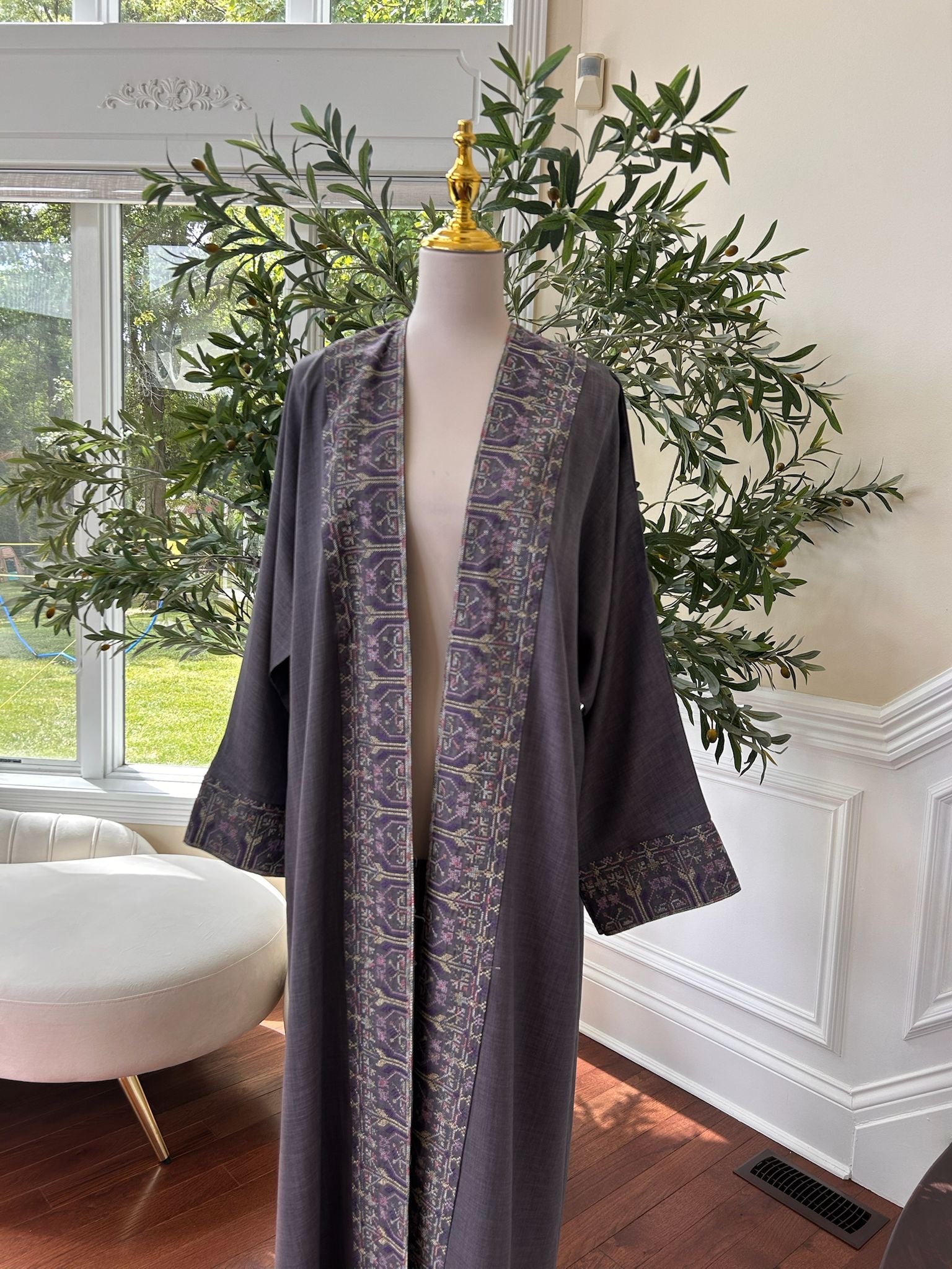 Purple Tatreez Elegance Cardigan Abaya