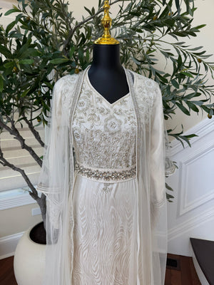 White Beaded Elegance Kuftan