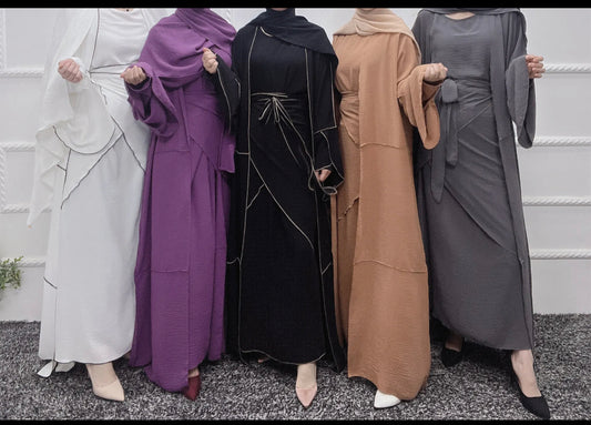 Timeless Elegance: Solid Color Abaya with Edgy Open Design