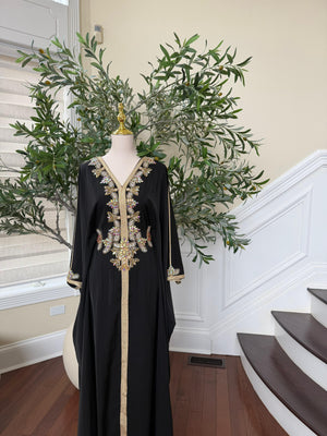 Black Royale Beaded Butterfly Abaya