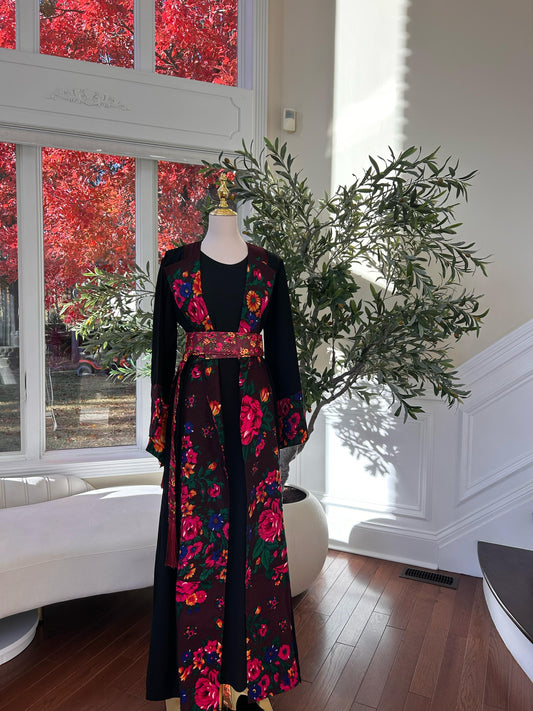 Floral Two Piece Cardigan Thobe