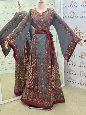 Smoky Grey Heritage Palestinian Tatreez Thobe