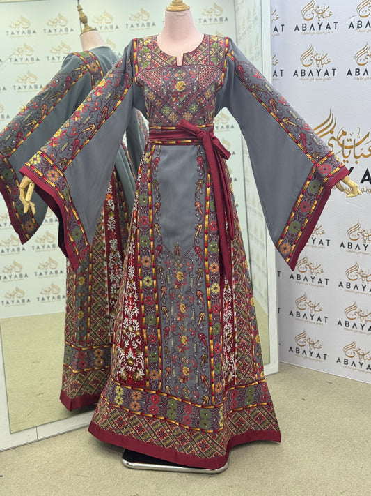 Smoky Grey Heritage Palestinian Tatreez Thobe