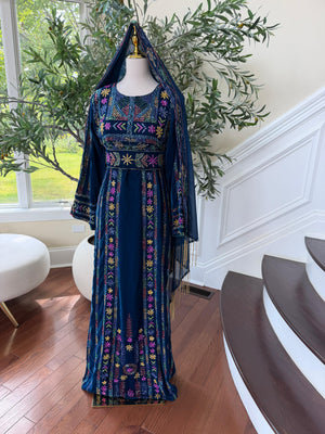 Blue Charm Beaded Stone Elegance Thobe