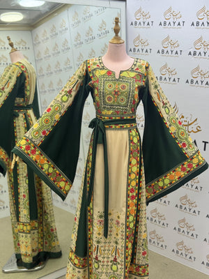 Majestic Green & Ivory Palestinian Style Thobe