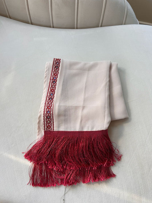 Cream Tatreez Khirka Shal Mandil