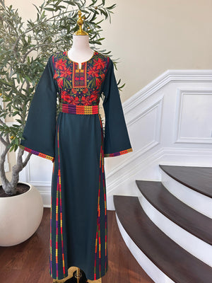 Emerald Green Embroidery Tatreez Thobe