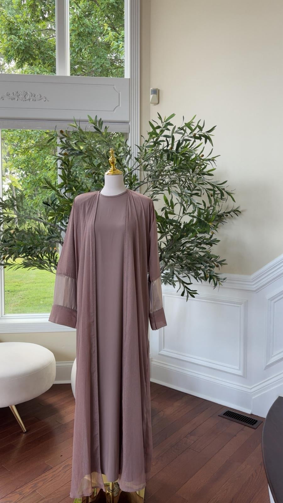 Dusty Pink Open Abaya Set – Effortless Elegance