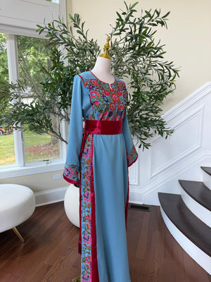 Blue Embroidery Tatreez Thobe