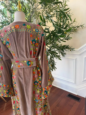 Tan Embroidery Beaded Stone Thobe