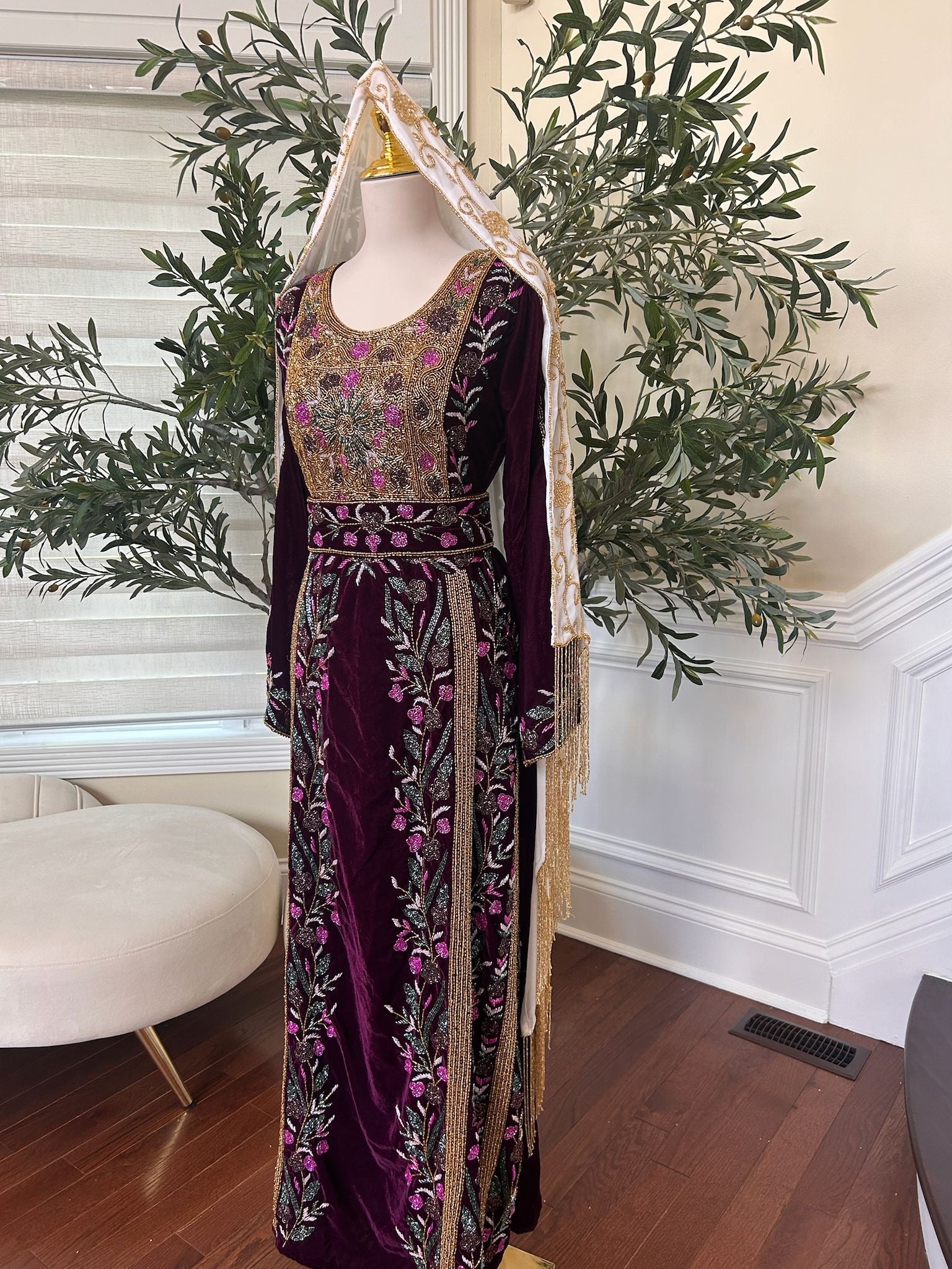 Purple Velvet Stone Thobe