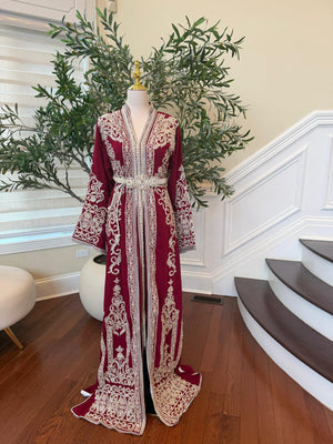 Red Royale Silver Embroidered Kuftan