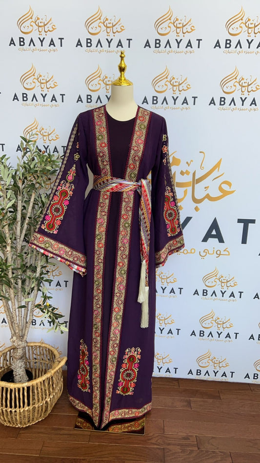 Purple Tatreez Falahi Dress