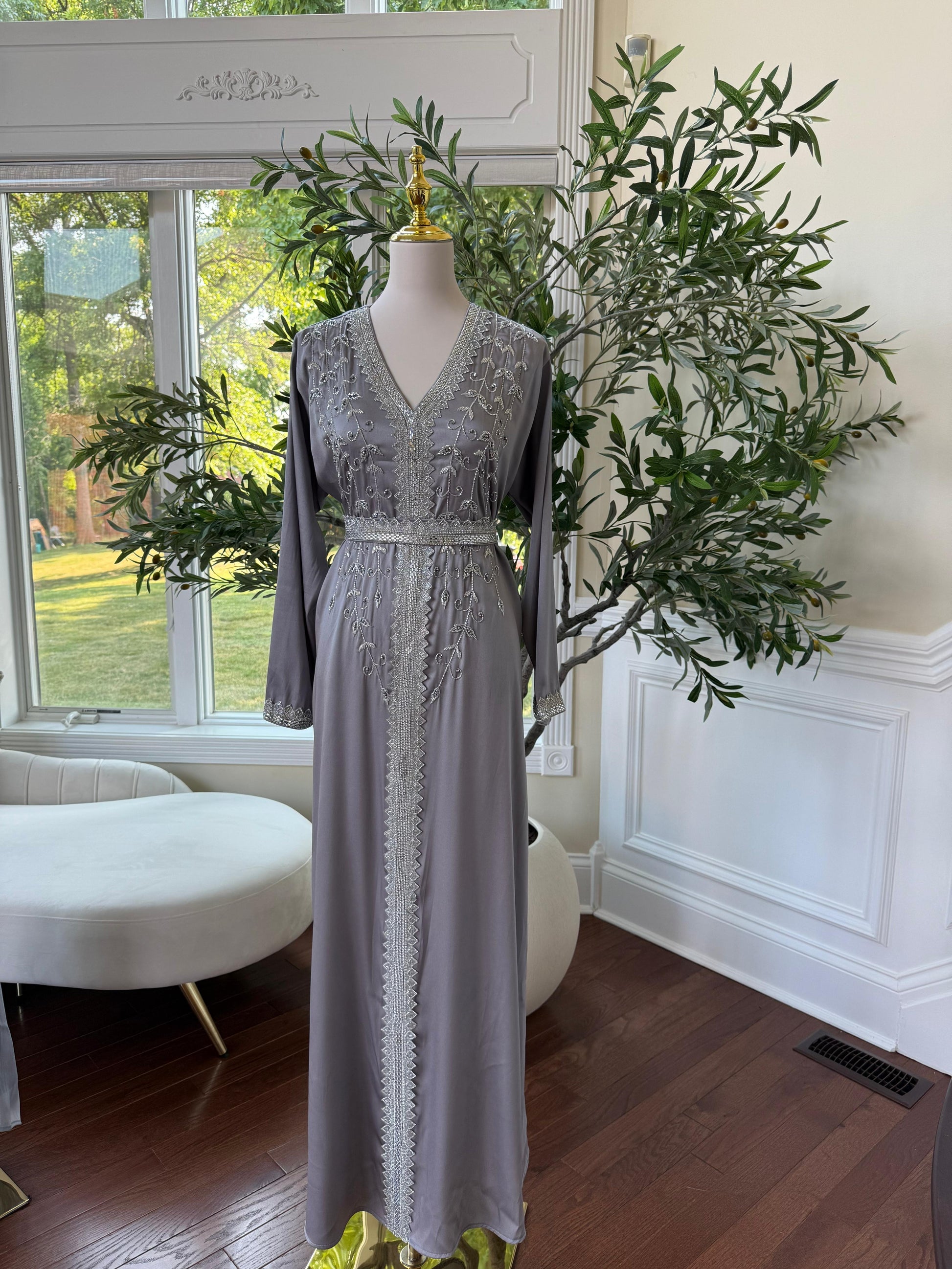 Grey Floral Essence Kuftan