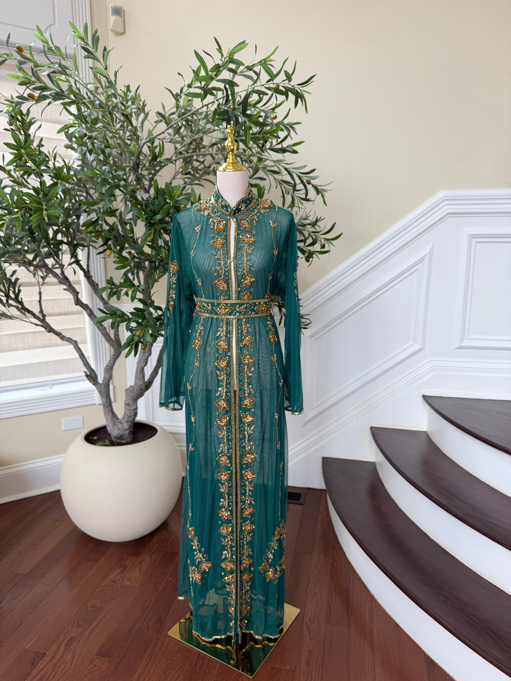 Emerald Golden Cardigan Abaya