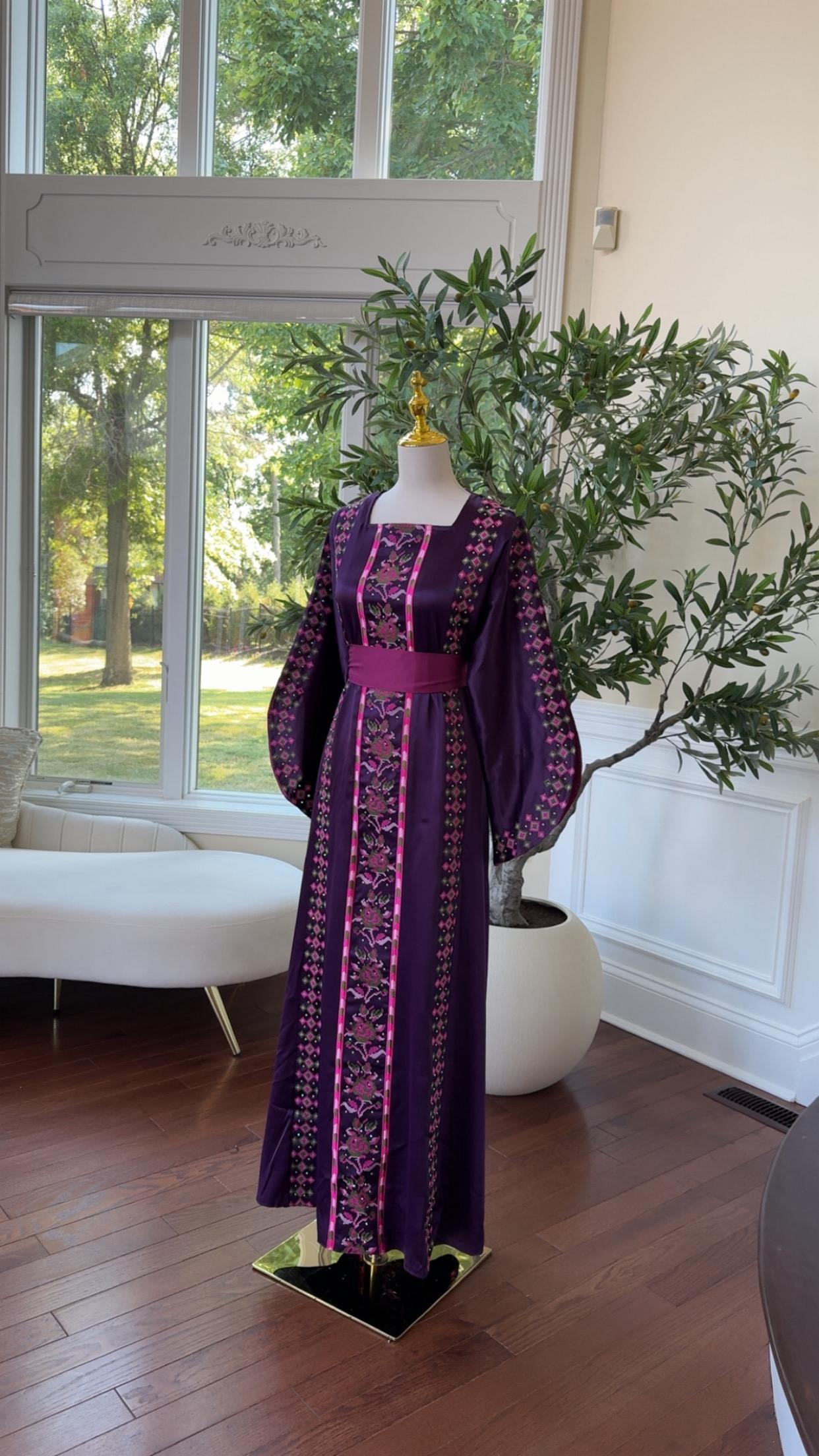 Purple Satin Tatreez Thobe