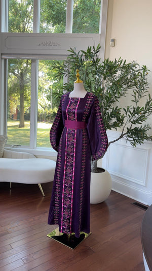 Purple Satin Tatreez Thobe