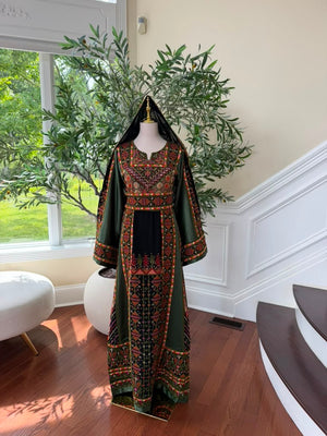 Green Embroidery Tatreez Orange Thobe