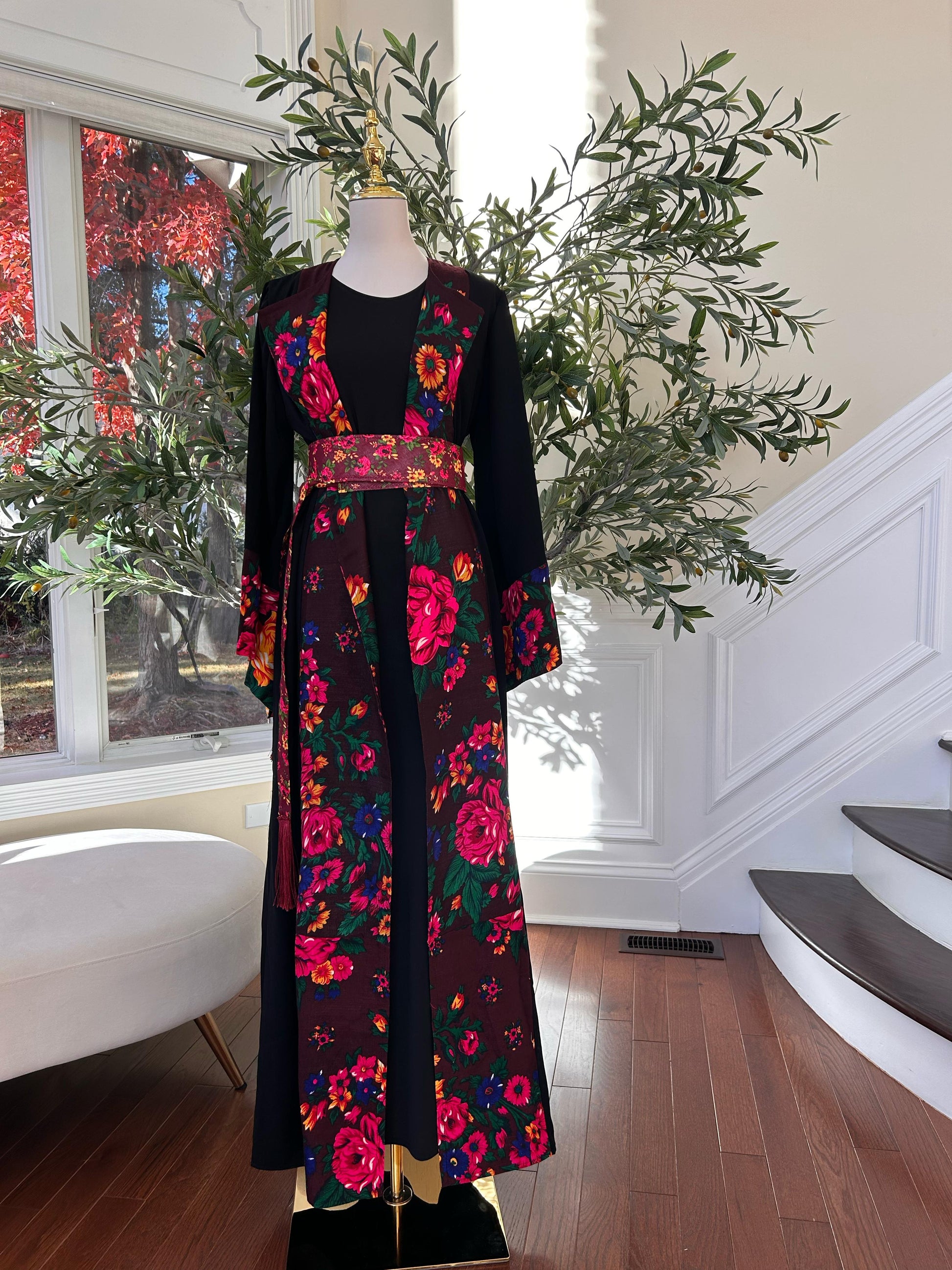 Floral Two Piece Cardigan Thobe