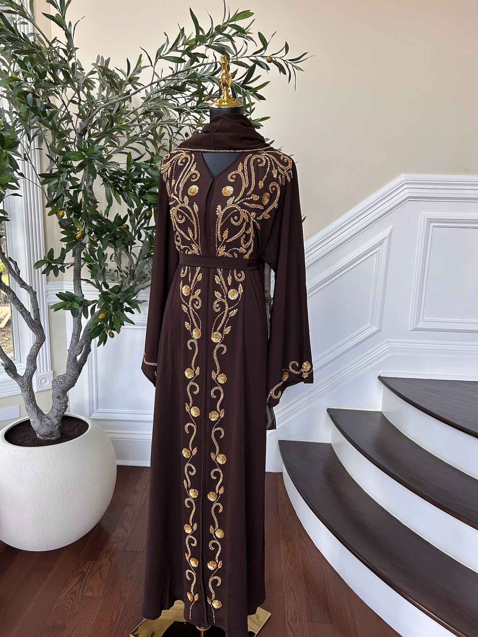 Brown Golden Detail Abaya