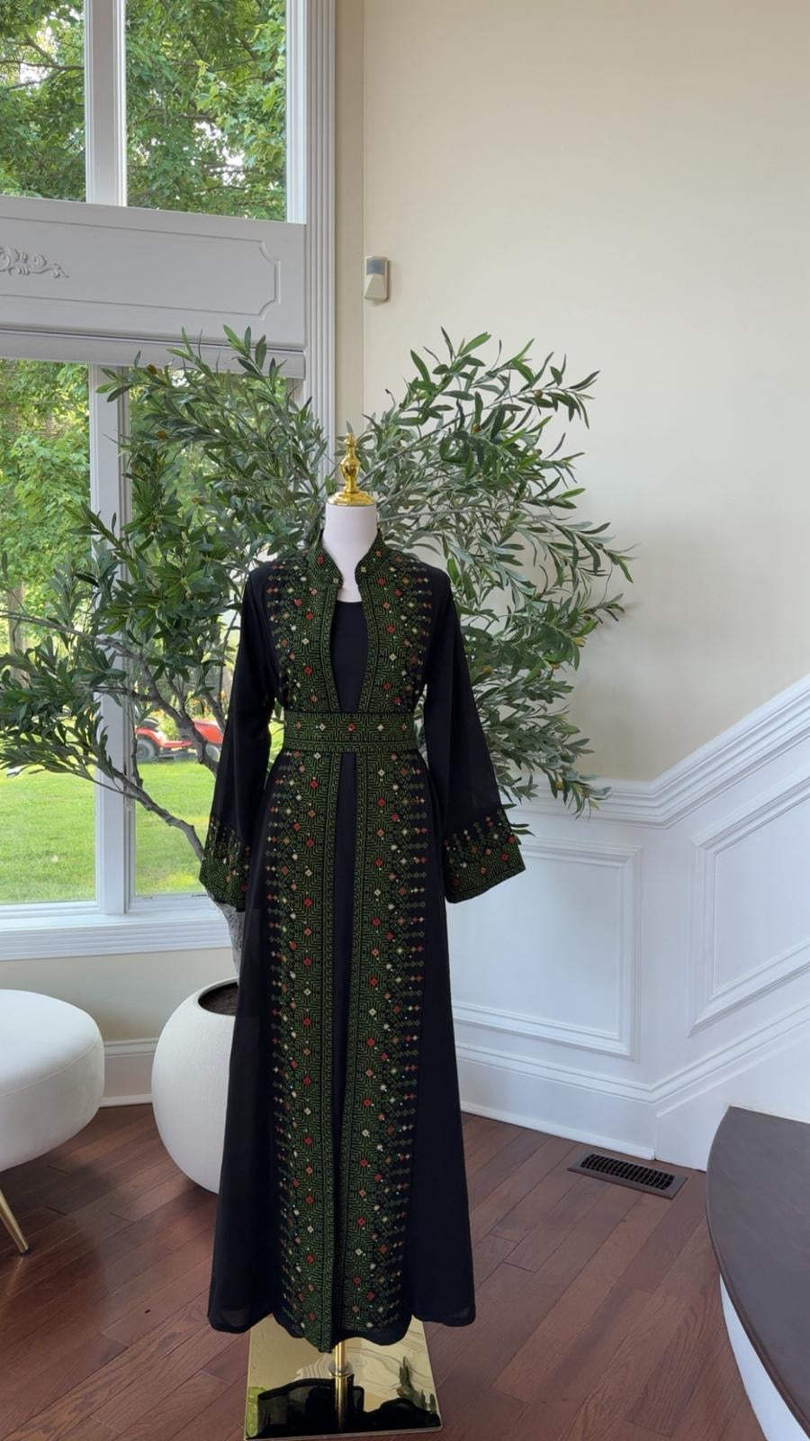 Green Tatreez Heritage Bloom Abaya