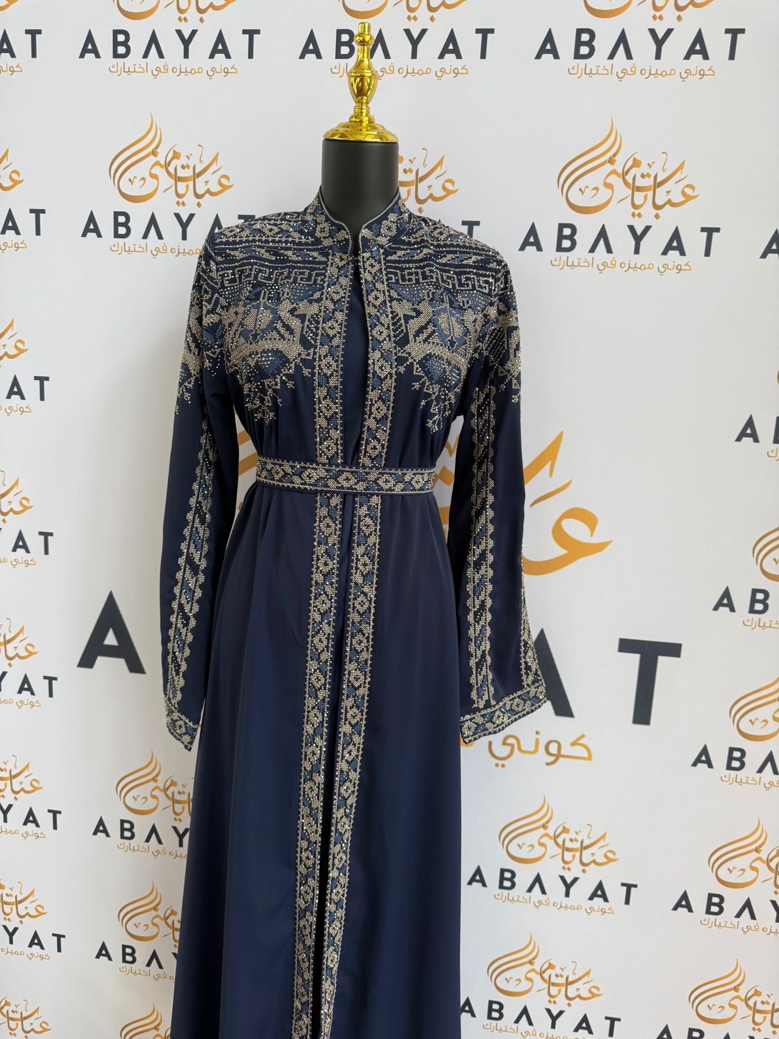 Elegant Navy Blue Tatreez Dress