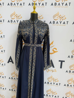 Elegant Navy Blue Tatreez Dress