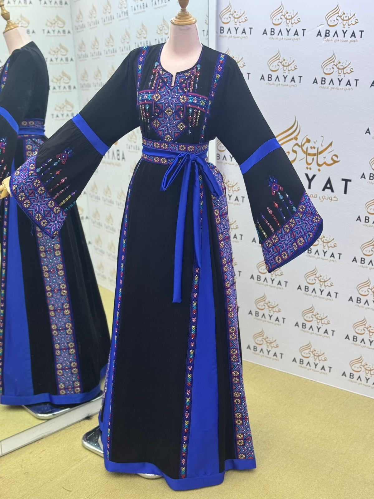 Black Embroidery Embellished Tatreez Thobe