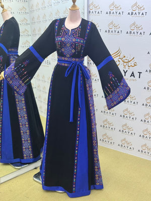 Black Embroidery Embellished Tatreez Thobe