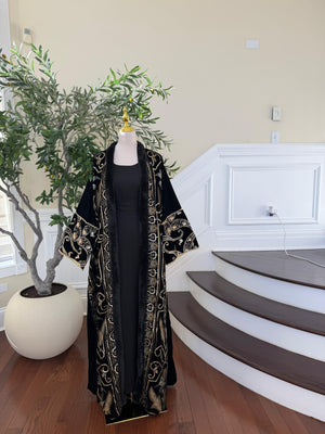 Black Serenity Velvet Cardigan Abaya
