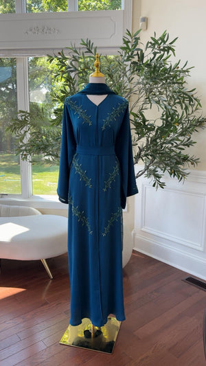 Turquoise Vine Modest Beaded Abaya