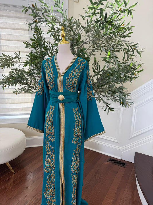 Ocean Spark Embroidery Tatreez Kuftan